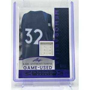 2024 Leaf in the Game Used Karl-Anthony Towns Purple GU Jersey Patch 5/12 Knicks